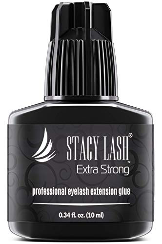 Extra Strong Eyelash Extension Glue - Stacy Lash 10 ml - 1 Sec Drying time-Retention  7 Weeks-Maximum Bonding Power-Professional Use Only Black Adhes