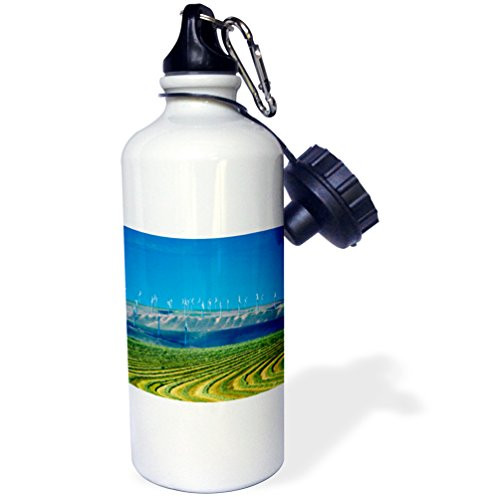 3dRose Washington  Walla Walla- Farm wind turbines US48 RDU0188 Richard Duval Sports Water Bottle  21 oz  White