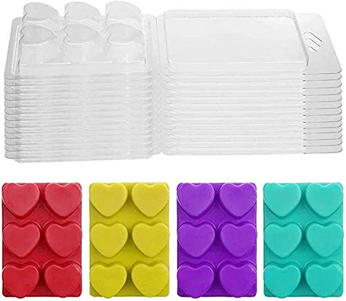 Heart Wax Melt Molds - 100 Packs Clear Empty Plastic Wax Melt Clamshells for Wickless Wax Melt Candles