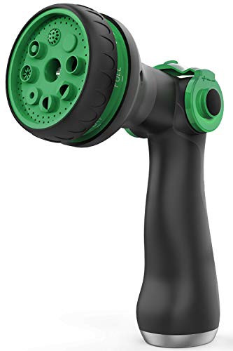 Waysonl Hose Nozzle Garden Spray Nozzle High Pressure with 8 Adjustable Watering Patterns Thumb Control Slip Resistant Heavy Duty Water Hose Nozzle fo