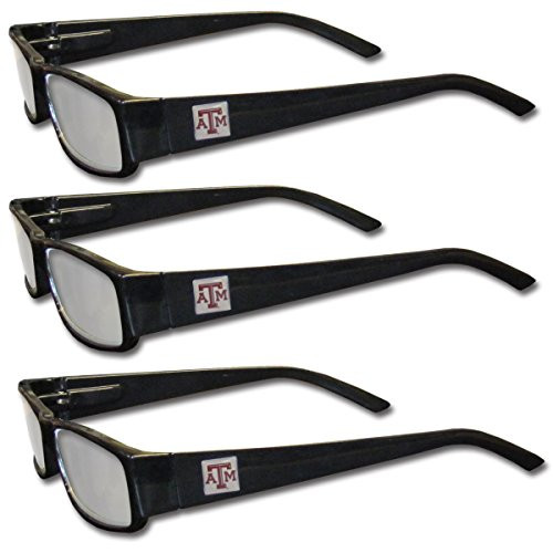 NCAA Siskiyou Sports Fan Shop Texas AandM Aggies Adult Reading Glasses -3 Pack- Reading Power -1-25 Black