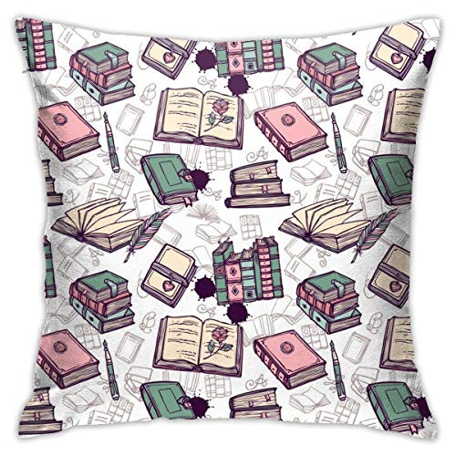 FEAIYEA Books Pattern Throw Cushion Cover Throw Pillow Cover Square New Living Series Decorative Throw Pillow Case Double Side Design 18 X 18 Family