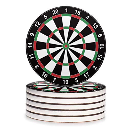 LIFVER Coasters for Drinks Absorbent - Ceramic Drink Coasters Set - Dart Board, Set of 6