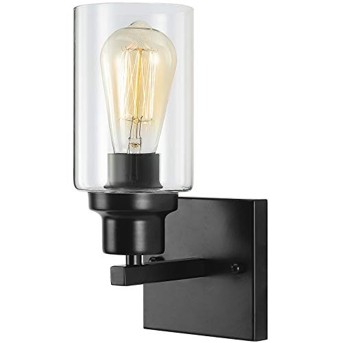 1 Light Bathroom Vanity Lighting Fixtures  Black Wall Sconce Hallway Light Fixture Farmhouse Vanity Light Industrial Wall Lights Fixtures with Clear G 1 Light Bathroom Vanity Lighting Fixtures  Black Wall Sconce Hallway Light Fixture Farmhouse Vanity Light Industrial Wall Lights Fixtures with Clear G