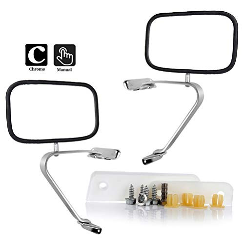 LUJUNTEC A Pair of Side View Mirrors Fit for 1980-96 Ford Bronco II Explorer F100 F150 F250 Truck F450 Truck Ford Ranger Manual Fold Non-heated Black