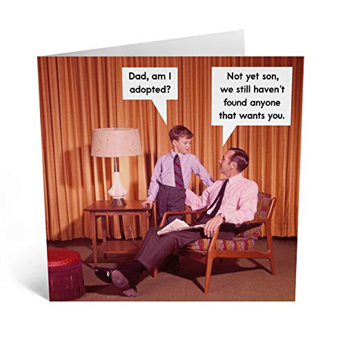 Central 23 - Funny Birthday Card - Dad Am I Adopted? Rude and Retro - Him Her Mom Dad Humour Witty - Comes With Fun Stickers