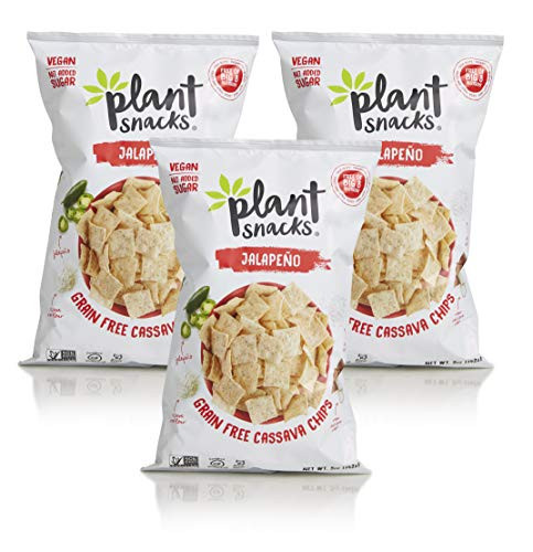 Plant Snacks Jalapeno Cassava Root Chips  Vegan  Big-8 Allergen Free  Non-GMO Project Verified  Gluten Free  Grain Free  No Added Sugar  5 oz Bags  Pa