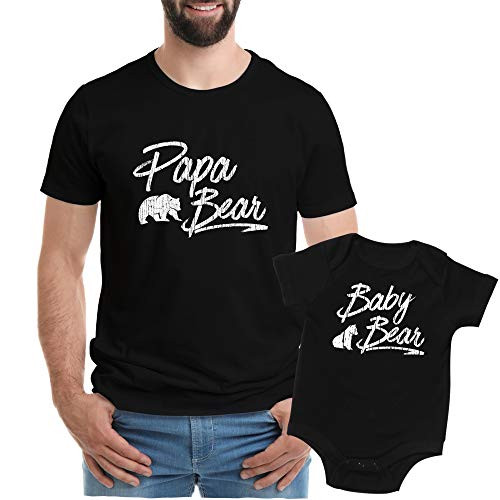 Texas Tees Papa Bear Shirt Baby Bear Shirt  Gift for Dad Black Papa Bear  Black Baby Bear Set Mens -Large- and 3-6 Month Texas Tees Papa Bear Shirt Baby Bear Shirt  Gift for Dad Black Papa Bear  Black Baby Bear Set Mens -Large- and 3-6 Month
