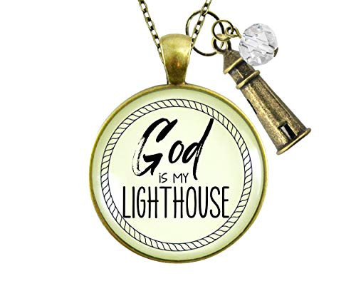 Gutsy Goodness 36 God is My Lighthouse Necklace Faith Nautical Womens Christian Jewelry