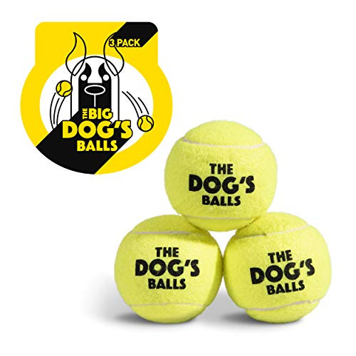 The Big Dogs Balls  Dog Tennis Balls  3-Pack Yellow Dog Toy  Premium Strong Dog and Puppy Ball for Training  Play  Exercise and Fetch