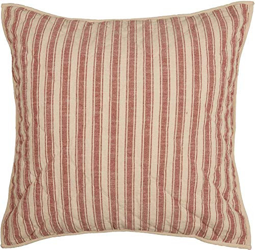Piper Classics Market Place Red Ticking Stripe Quilted Euro Sham Pillow Cover 26 x 26 Farmhouse Style Red and Cream Bedding Piper Classics Market Place Red Ticking Stripe Quilted Euro Sham Pillow Cover 26 x 26 Farmhouse Style Red and Cream Bedding