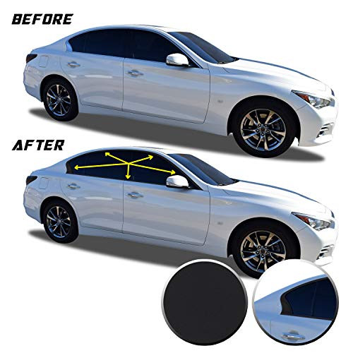 Optix Window Trim Chrome Delete Blackout Precut Vinyl Wrap Overlay Kit Compatible with and Fits Infiniti Q50 2016 2017 2018 2019 2020 - Matte Black