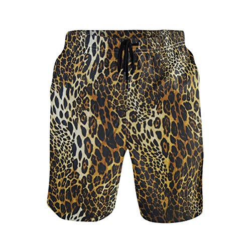 WIHVE Mens Swim Trunks Leopard Print Quick Dry Beach Board Short with Mesh Lining
