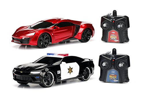 Jada Toys 2016 Chevy Camaro SS and Lykan Hypersport Hyperchargers Heat Chase RC/Radio Control Vehicle-Twin Pack with USB Charging (2 Piece), 1: 16 Scale