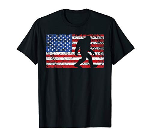 American Flag Bigfoot T-Shirt Funny 4th of July Sasquatch American Flag Bigfoot T-Shirt Funny 4th of July Sasquatch