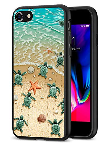 ZHEERIY iPhone SE Case 2020  iPhone 8 Case  iPhone 7 Case Clear Cases for iPhone SE 2nd Generation  iPhone 8 and iPhone 7  Cartoon Turtle on The Beach