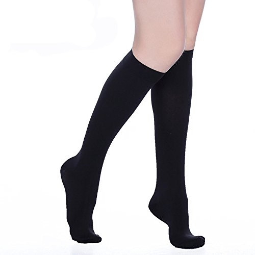 Knee High Compression Socks for Men and Women- Edema  Varicose Veins  Travel  Pregnancy  Medical Nursing -20-30mmHg- BEST Compression Stockings--Black-c