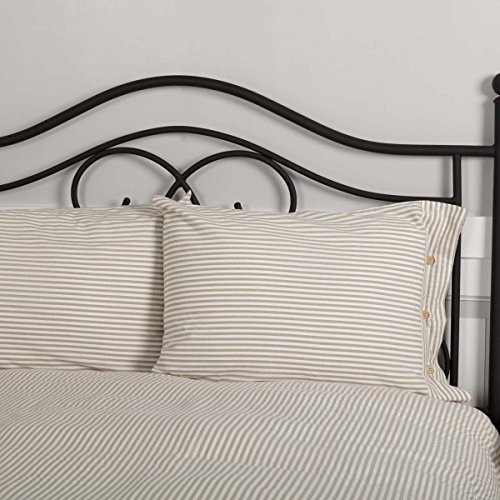 Piper Classics Farmhouse Ticking Stripe Taupe Standard Sham 21 x 27 Bed Pillow Cover Piper Classics Farmhouse Ticking Stripe Taupe Standard Sham 21 x 27 Bed Pillow Cover