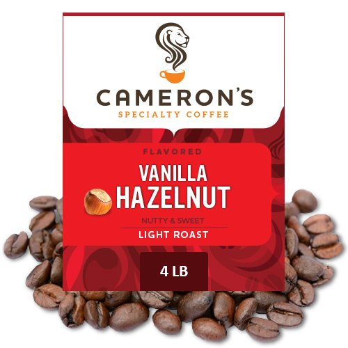 Camerons Coffee Roasted Whole Bean Coffee  Flavored  Vanilla Hazelnut  4 Pound