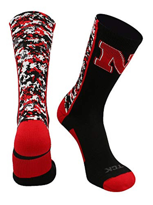 TCK Nebraska Cornhuskers Digital Camo Crew Socks -Black-Scarlet-White Large- TCK Nebraska Cornhuskers Digital Camo Crew Socks -Black-Scarlet-White Large-
