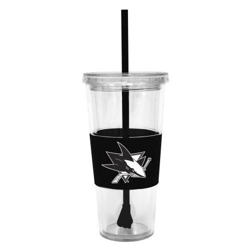 NHL San Jose Sharks Insulated Tumbler with Rubber Sleeve and Stir Straw, 22-ounce NHL San Jose Sharks Insulated Tumbler with Rubber Sleeve and Stir Straw, 22-ounce