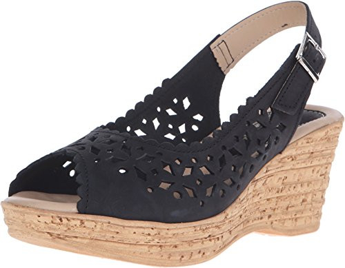 Spring Step Womens Chaya Wedge Sandal  Black  41 EU-9-5-10 M US