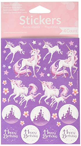 Creative Converting Unicorn Fantasy Party Stickers (4 Sheets), One Size, Multicolor