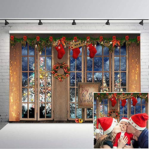 Mocsicka Winter Christmas Backdrop Photography Xmas Snow Christmas Socks Photo Backdrops 7x5ft Baby Portrait Photobooth Banner Photo Studio Props