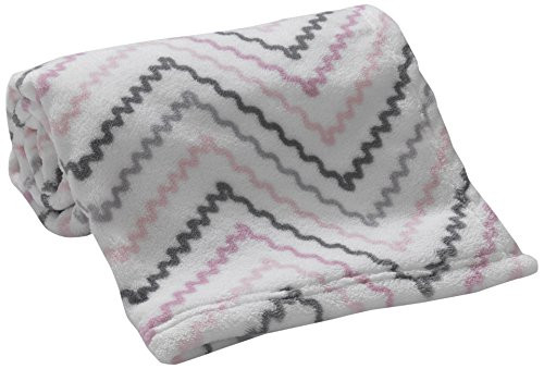 Lambs & Ivy Bunny Collection Coral Fleece Blanket, Chevron