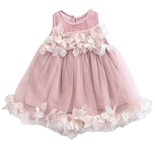 BULINGNA Kids Toddler Girl Flower Tutu Dress Baby Sleeveless Birthday Pageant Party Princess Dresses -Pink  4-5 Years- BULINGNA Kids Toddler Girl Flower Tutu Dress Baby Sleeveless Birthday Pageant Party Princess Dresses -Pink  4-5 Years-