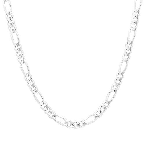 NYC Sterling Unisex Italian Italian Heavy Link 5mm Figaro Chain in Solid Sterling Silver -22- NYC Sterling Unisex Italian Italian Heavy Link 5mm Figaro Chain in Solid Sterling Silver -22-