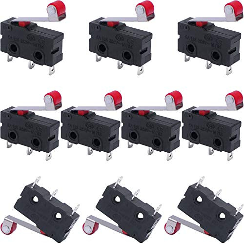 Taiss 10pcs Momentary Roller Lever Arm Micro Limit Switch AC 250V 5A SPDT 1NO 1NC 3 Pins Mini Switches SS-5GL2