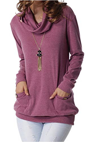 Levaca Womens Clothing Long Sleeve Tunic Casual Slim Shirts Tops Purple XXL
