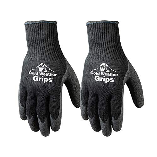 Wells Lamont 2 Pairs Cold Weather Latex Grip Winter Work Gloves -526XLN-  Black  X-Large