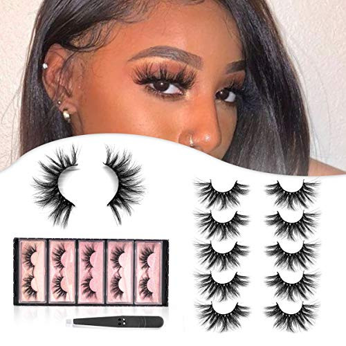 SWINGINGHAIR 25mm Mink Lashes Pack  Dramatic False Eyelashes  3D Mink Eyelashes Fluffy Mink lashes Long Type Wispies Fake Eyelashes Natural Mink Lashe