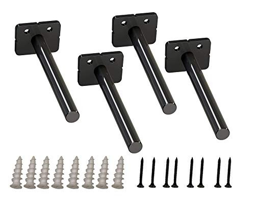 Floating Shelf Brackets 5 Inch Floating Shelves Hardware Rod with 1-2 Diameter Heavy Duty Solid Steel Blind Shelf Supports - Hidden Brackets for Float