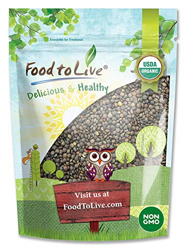 Organic French Green Lentils by Food to Live -Whole Dry Beans  Non-GMO  Kosher  Raw  Sproutable  Bulk-  5 Pounds