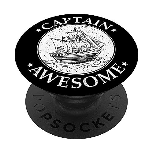 Captain Awesome Boat Sailing Pirate Ship PopSockets Grip and Stand for Phones and Tablets