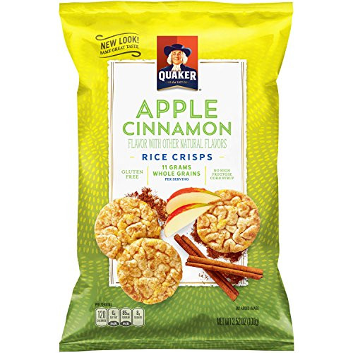 Quaker Rice Crisps  Apple Cinnamon  3-52 Ounce  Pack of 6 -Packaging May Vary-