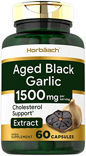 Aged Black Garlic 1500 mg - 60 Capsules - Fermented Extract - Non-GMO  Gluten Free - by Horbaach