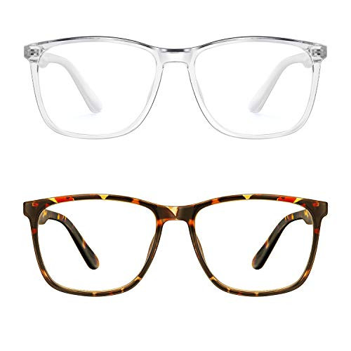 Blue Light Blocking Glasses Women-Men  PengSer Fashion Lightweight Frame Computer Eye Glasses Anti Eyestrain and UV Glare for Gaming and Reading  2-Pack -