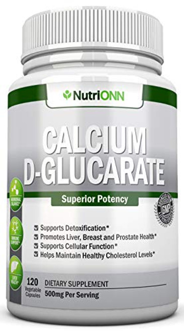 Calcium D-Glucarate - 500mg - 120 Vegetable Capsules - Superior Potency To Support Liver Detoxification Estrogen Metabolism and Hormonal Balance- Helps Calcium D-Glucarate - 500mg - 120 Vegetable Capsules - Superior Potency To Support Liver Detoxification Estrogen Metabolism and Hormonal Balance- Helps