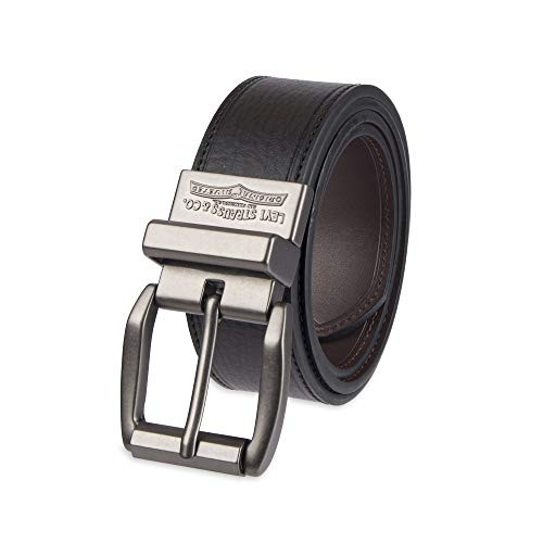 Levis Mens Black To Brown Laminate Reversible Leather Belt Black-Brown 44