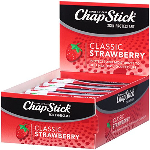 ChapStick Classic -1 Box of 12 Sticks 12 Total Sticks Strawberry Flavor- Skin Protectant Flavored Lip Balm Tube 0-15 Ounce Each ChapStick Classic -1 Box of 12 Sticks 12 Total Sticks Strawberry Flavor- Skin Protectant Flavored Lip Balm Tube 0-15 Ounce Each
