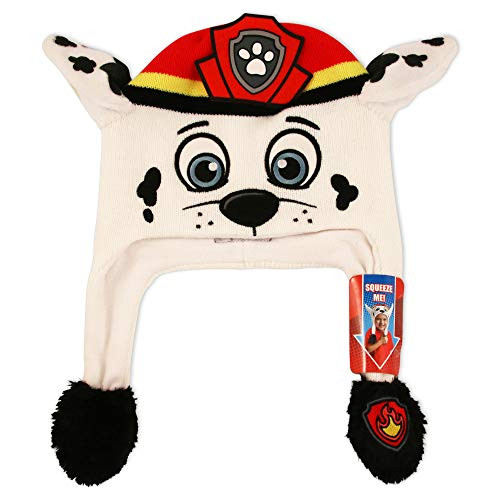 Nickelodeon Boys Little Paw Patrol Marshall Squeeze and Flap Fun Cold Weather Hat  WhiteRed  Age 4-7