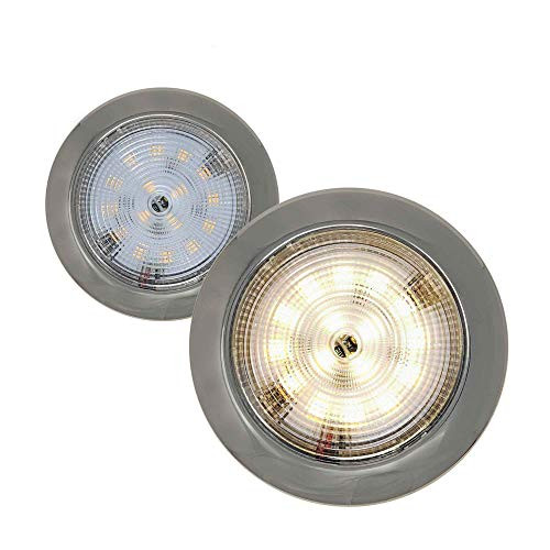 Five Oceans Marine Slim White LED Interior Dome Light Stainless Steel  3-3-4 inches -Pair- FO-2631-M2