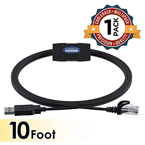 CableRack 10ft USB to RJ45 Rollover Console Cable for Cisco