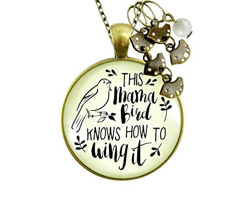 Gutsy Goodness 24 Mama Bird Necklace 5 Kids Wings It Baby Bird Charm Gift Mom Jewelry