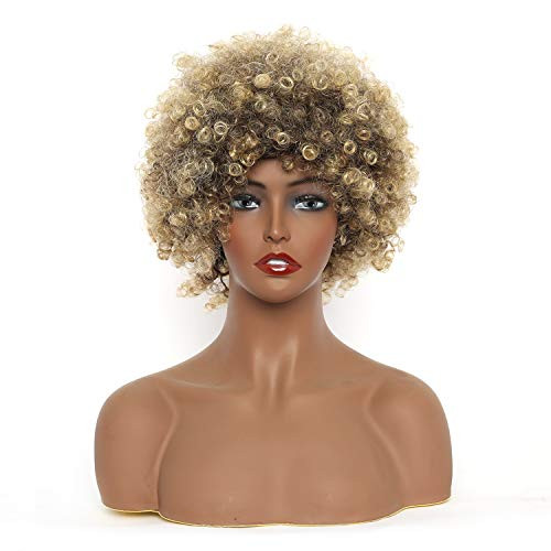 VRbeatter Afro Curly Hair Wig Synthetic Heat Resistant Unisex Wigs High Volume Black Cosplay Party Wigs Natural Fluffy Afro wig 60s and 70s Funky Af