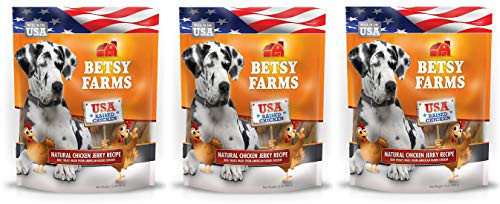 Betsy Farms 3 Pack of Grain-Free Natural Chicken Jerky Dog Treats  12 Ounces Each  Made in The USA